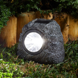 SuperBright Solar Powered LED Rock Spotlight 4-Pack White Granite Grey - 1004041