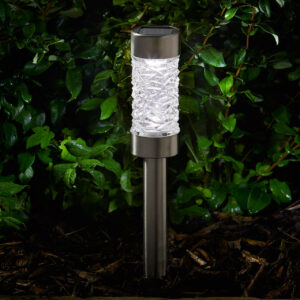 SuperBright Solar Powered LED Stake Light MONTANA 4-Pack White Brushed Stainless Steel - 1001064