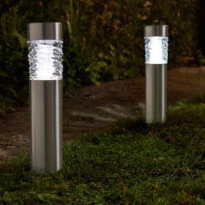 SuperBright Solar Powered LED Bollard Light STELLA 4-Pack White Brushed Stainless Steel - 1001026