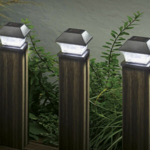 SuperBright Solar Powered LED Post Light 4-Pack White Black - 1007016