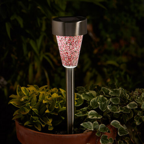 Smart Solar LED Mosaic Stake Light 6-Pack Mixed Brushed Stainless Steel Mixed Colours - 1013012