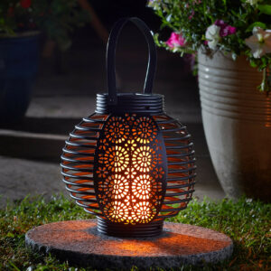 Smart Solar LED FERRARA Flaming Patio Lantern Warm White Black - 1080042