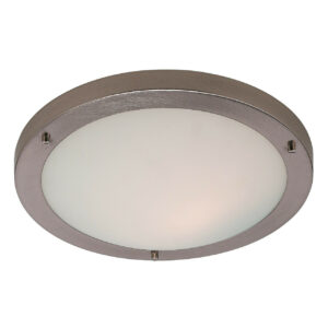 Firstlight Rondo LED 31cm Flush Ceiling Light 12W Warm White in Brushed Steel and Opal Glass - 8611BS