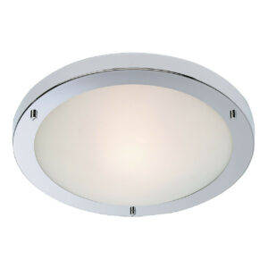 Firstlight Rondo Modern Style LED 31cm Flush Ceiling Light 12W Warm White in Chrome and Opal Glass - 8611CH