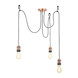 Inlight Padua 3-Light E27 Pendant Cord Set Copper & Black - INL-37877