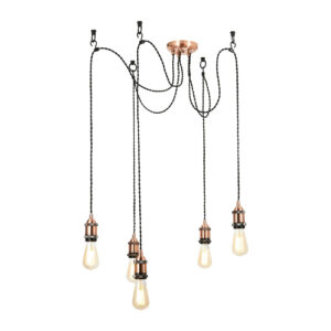 Inlight Padua 5-Light E27 Pendant Cord Set Copper & Black - INL-37878