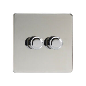 Varilight Screwless LED V-Pro 2 Gang Rotary Dimmer Polished Chrome - JDCP252S