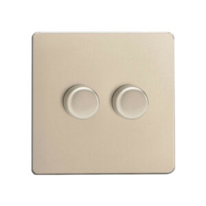 Varilight Screwless LED V-Pro Urban 2 Gang Rotary Dimmer Switch Satin - JDNP252S