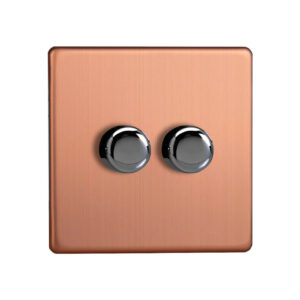 Varilight LED V-Pro 2 Gang Rotary Dimmer Switch Brushed Copper - JDYP252S.BC