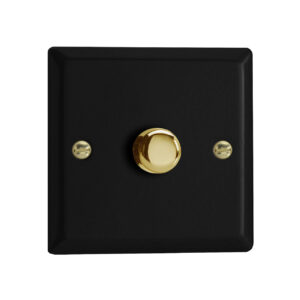 Varilight LED V-Pro 1 Gang Rotary Dimmer Switch Matt Black with Brass Knob - JYP401V.MB