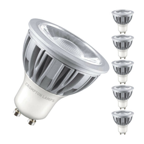 Crompton GU10 Spotlight LED Bulb Dimmable 5W (50W Eqv) Warm White 45° 5-Pack - LGU105WWCOB-DIM
