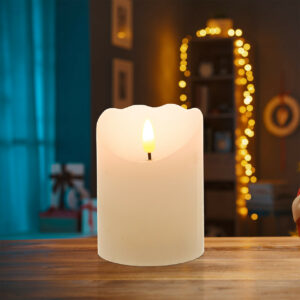 Festive 10cm Battery Operated LED Pillar Candle - P024152