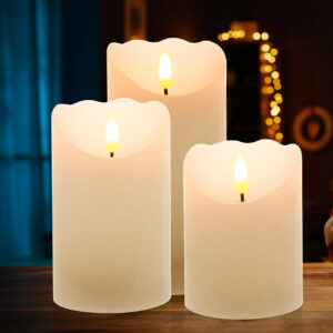 Festive Battery Operated LED Pillar Candles (Pack of 3) - P024154