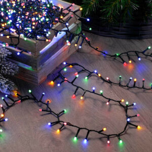 Festive 12.9m Indoor & Outdoor Glow-Worm String Lights 520 Multi-Coloured LEDs - P030496