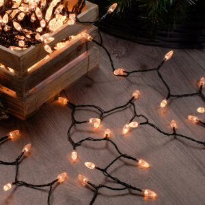 Festive 11.9m Indoor & Outdoor Diamond Christmas Fairy Lights 200 Warm White LEDs - P036165