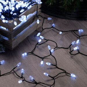 Festive 11.9m Indoor & Outdoor Diamond Christmas Fairy Lights 200 White LEDs - P036166