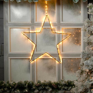 Festive 58cm Black Star Christmas Decoration 180 Warm White LEDs - P036434