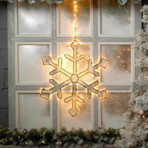 Festive 56cm Black Snowflake Christmas Decoration 345 Warm White LEDs - P036435