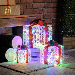 Festive Outdoor Set of 3 Acrylic Parcel Christmas Decorations - P040332