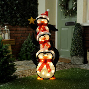 Festive 104cm Battery Operated Lit Penguin Family 40 Warm White LEDs - P041758