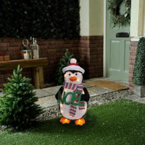 Festive 55cm Battery Operated Lit Penguin With Red Hat 25 Warm White LEDs - P041766