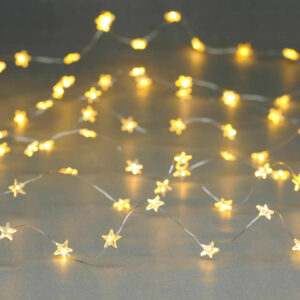 Festive 4m Multifunction Battery Fairy Lights 80 Warm White Star LEDs - P044683