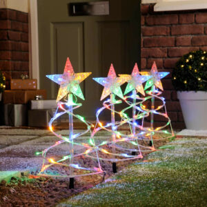 Festive Set Of 4 Spiral Pathfinder Trees Multi-Coloured - P045364