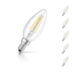 Ledvance Candle LED Light Bulb E14 4.8W (40W Eqv) Warm White 5-Pack - AC32336
