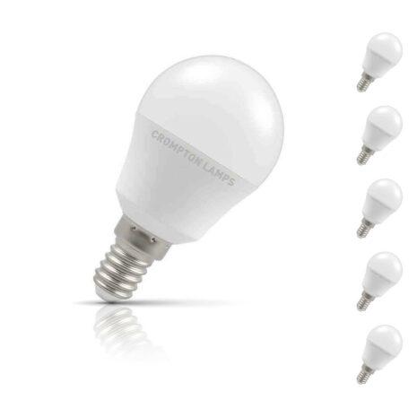 Crompton Golfball LED Light Bulb E14 4.9W (40W Eqv) Daylight 5-Pack Opal - 11588