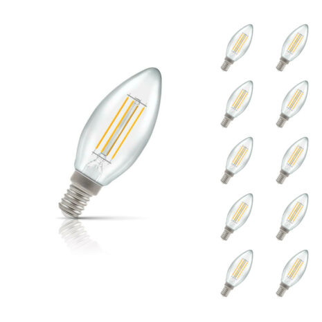 Crompton Candle LED Light Bulb Dimmable E14 5W (40W Eqv) Warm White 10-Pack Clear - 7161
