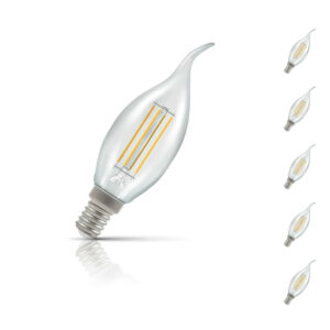 Crompton Candle LED Light Bulb Bent Tip E14 5W (40W Eqv) Warm White 5-Pack - 12165