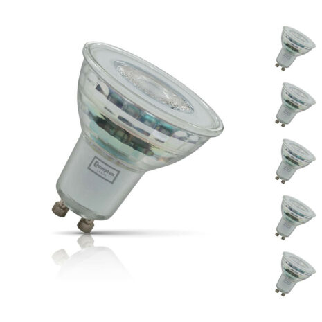 Crompton Lamps LED GU10 Bulbs 4W Dimmable (5 Pack) Cool White 35° (50W Eqv) - 6119