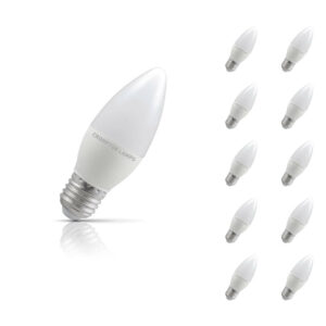 Crompton Candle LED Light Bulb Dimmable E27 5W (40W Eqv) Warm White 10-Pack Opal - 13483