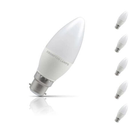 Crompton Candle LED Light Bulb Dimmable B22 5W (40W Eqv) Cool White 5-Pack - 13506