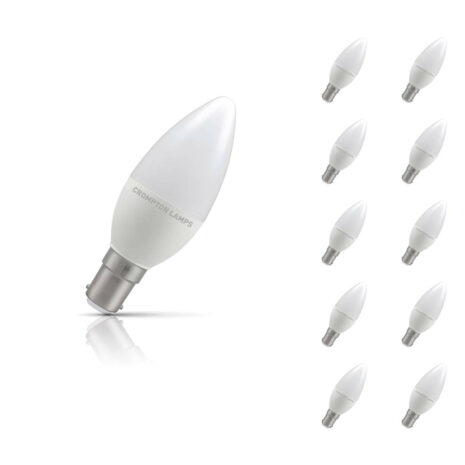 Crompton Candle LED Light Bulb Dimmable B15 5W (40W Eqv) Warm White 10-Pack Opal - 14558