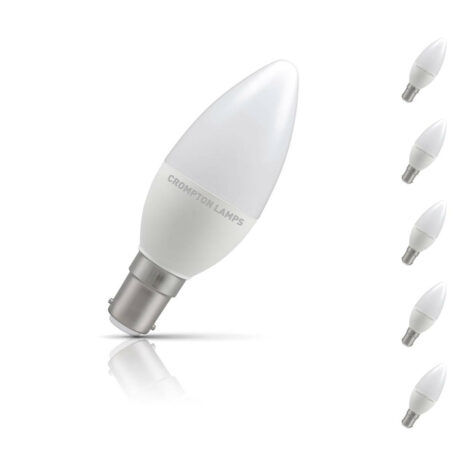 Crompton Candle LED Light Bulb Dimmable B15 5W (40W Eqv) Warm White 5-Pack Opal - 14558