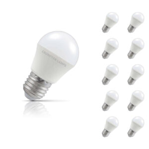 Crompton Golfball LED Light Bulb E27 5W (40W Eqv) Warm White 10-Pack Opal - 13575