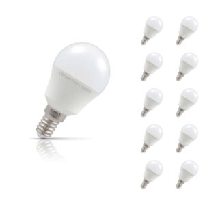 Crompton Golfball LED Light Bulb E14 5W (40W Eqv) Warm White 10-Pack Opal - 13582