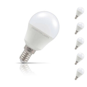 Crompton Golfball LED Light Bulb E14 5W (40W Eqv) Warm White 5-Pack Opal - 13582