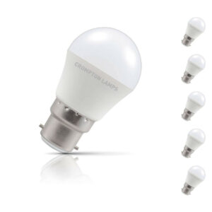 Crompton Golfball LED Light Bulb B22 5W (40W Eqv) Cool White 5-Pack - 13599