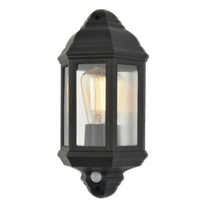 Coast Athena Half Wall Lantern With PIR Sensor Black - CZ-26743-BLK