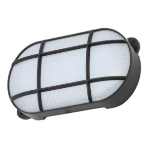 Coast Capella 15W LED Oval Grid Bulkhead Black - CZ-34027-BLK