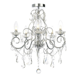 Spa Vela 5-Light Flush Chandelier Crystal Glass and Chrome - SPA-19713-CHR