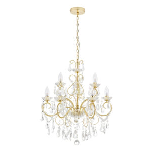 Spa Vela 9-Light Chandelier Crystal Glass and Satin Brass - SPA-19714-SBRS