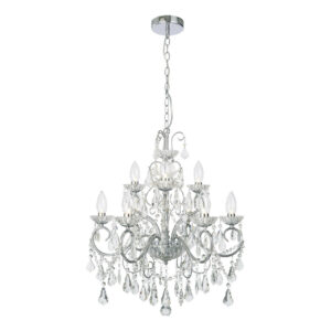 Spa Vela 9-Light Chandelier Crystal Glass and Chrome - SPA-19714-CHR