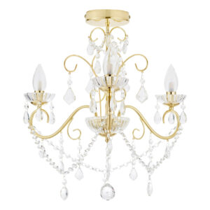 Spa Vela 3-Light Flush Chandelier Crystal Glass and Satin Brass - SPA-20182-SBRS