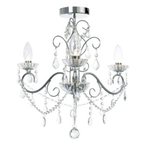 Spa Vela 3-Light Flush Chandelier Crystal Glass and Chrome - SPA-20182-CHR