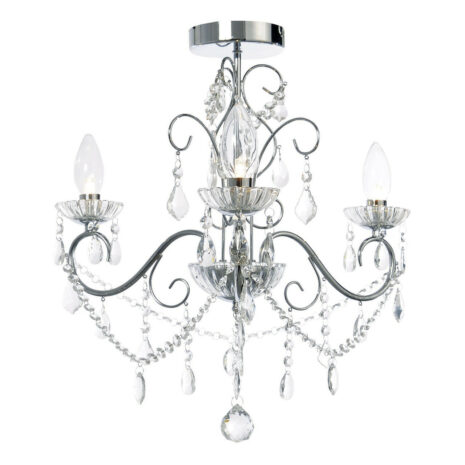 Spa Vela 3-Light Flush Chandelier Crystal Glass and Chrome - SPA-20182-CHR