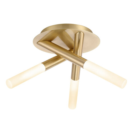 Spa Crux 3-Light Tubular Ceiling Light Frosted Glass and Satin Brass - SPA-20829-SBRS