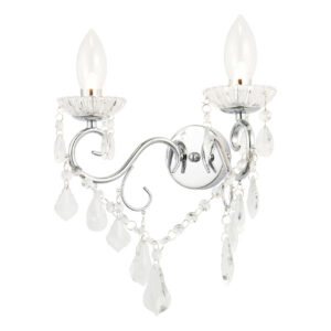 Spa Vela 2-Light Wall Light Crystal Glass and Chrome - SPA-20831-CHR